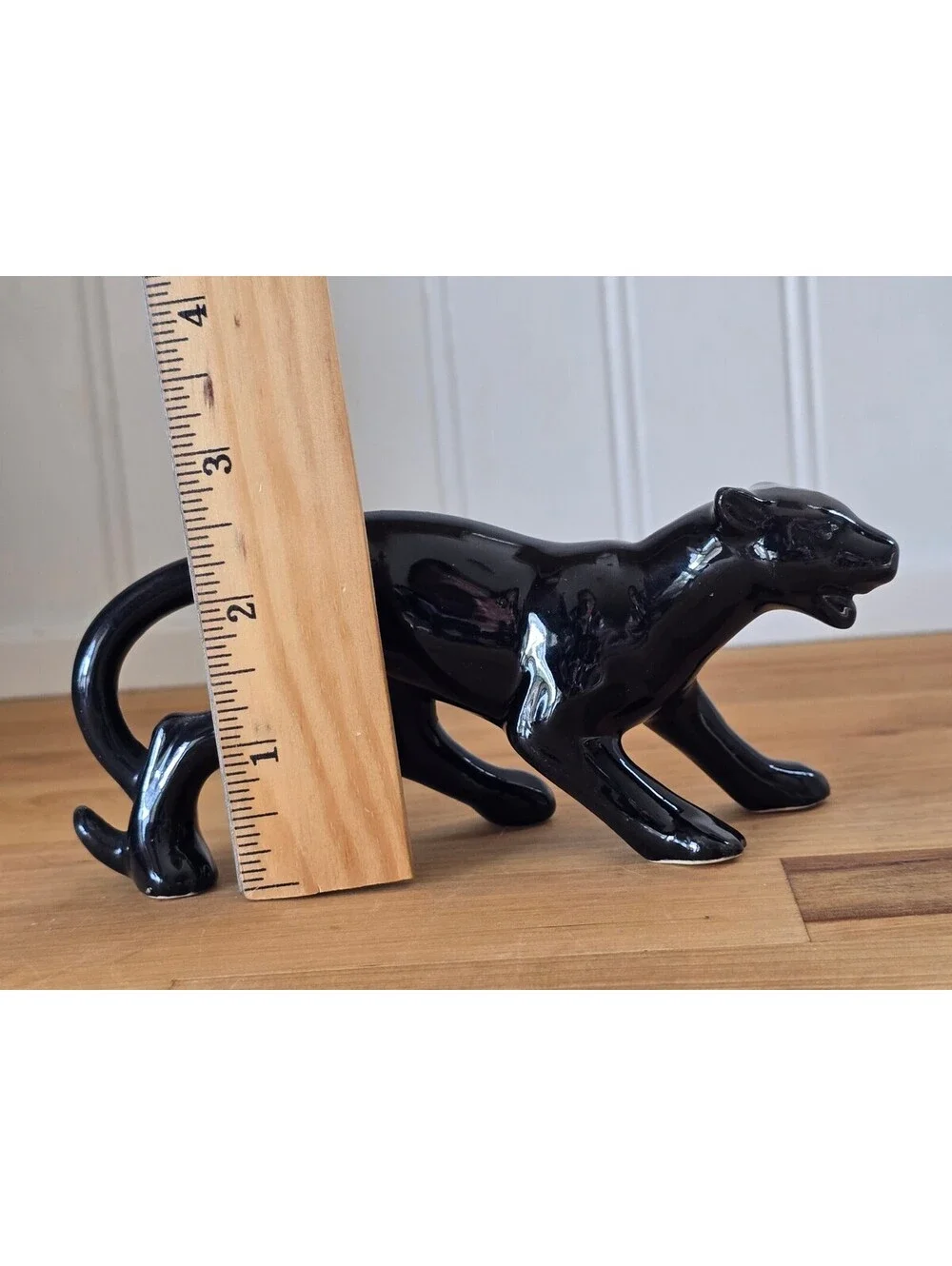 Vtg MCM Black Ceramic Panther Figurine Sculpture Approximately 6